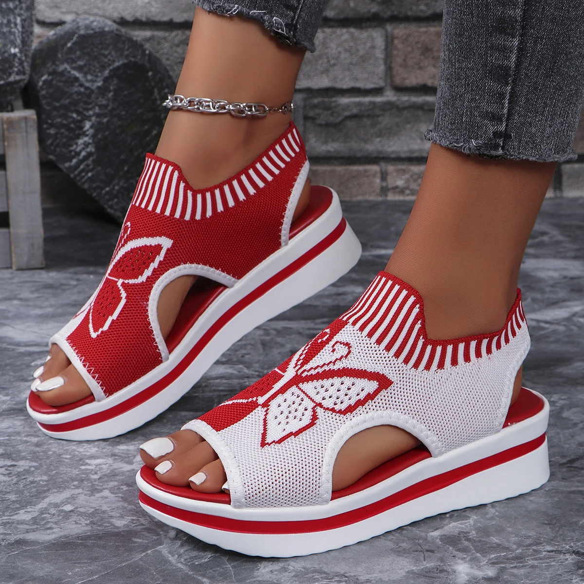 2024 Summer New Women Large  Roman Style Sandals Breathable Open Toe Round Head Fish Mouth Beach Shoes  Women Sandals