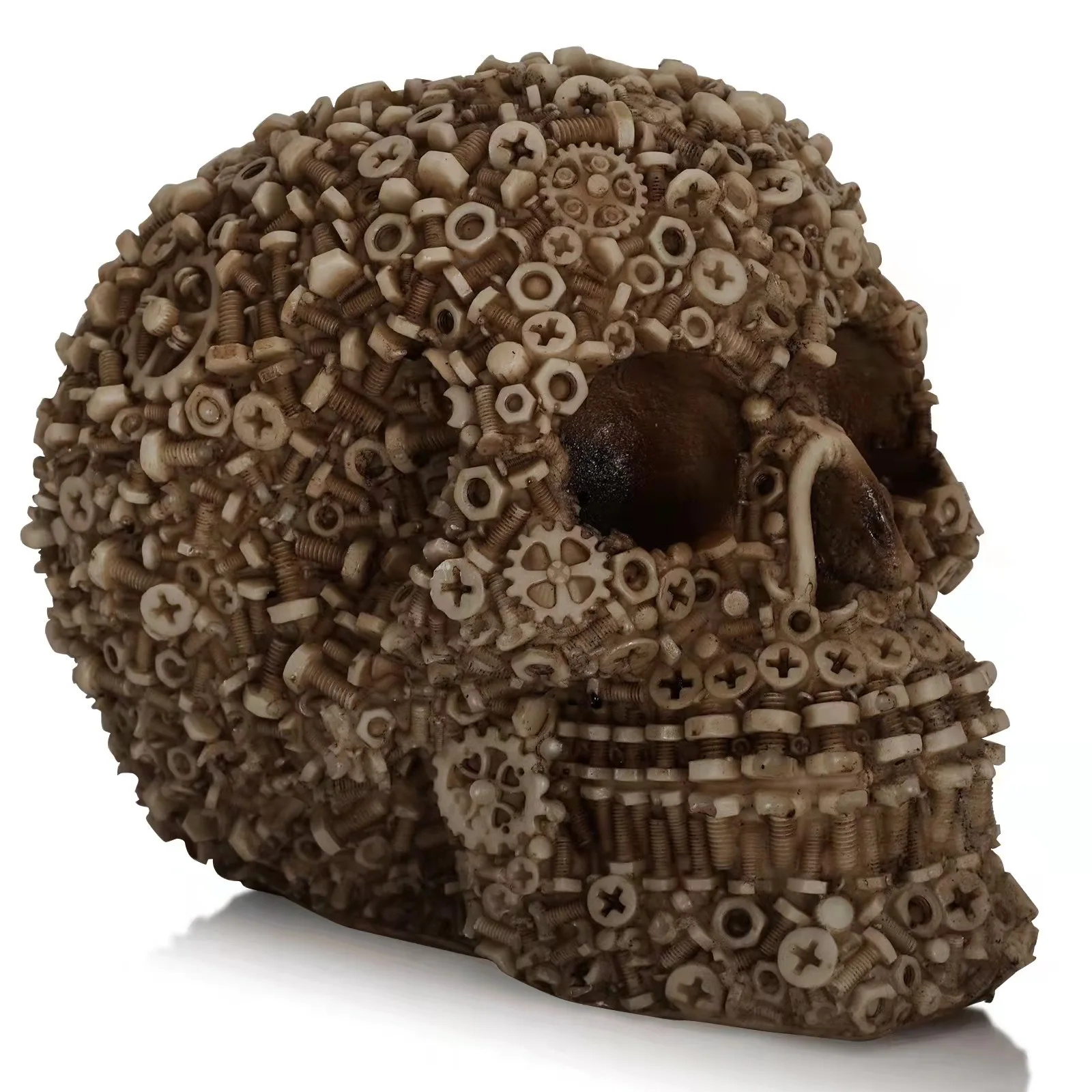 Resin Screw Gear Mechanical Style Skull Decorative Crafts Ornament Home Decor Statue Halloween Decoration Sculpture Skull Statue