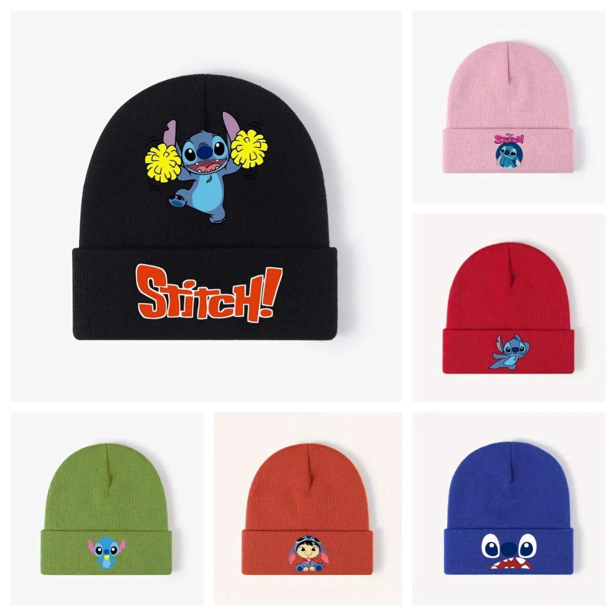 Miniso Disney cartoon Stitch hat autumn and winter warm wool hat cute Stitch knit hat pullover hat