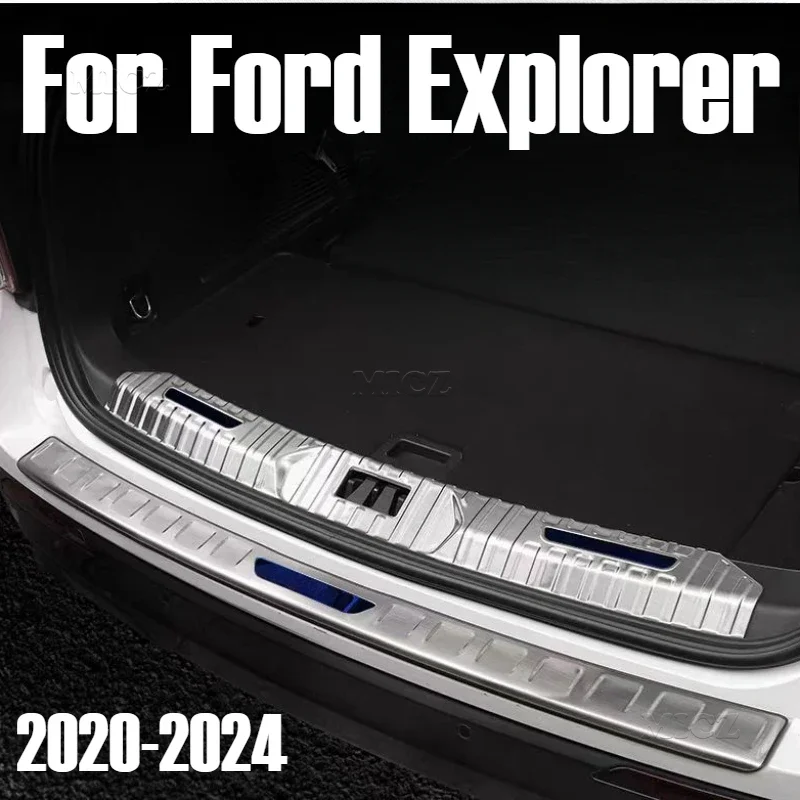 For Ford Explorer 2020- 2023 2024 Guard Sill Scuff Plate Stainless Steel Back Rear Trunk Sill Scuff Plate Protection Pedal Cover