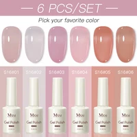 6 unids/set 15ML juego de Esmalte de Gel de uñas de gelatina rosa desnuda Vernis translúcido de verano semipermanente UV LED Soak Off Nail Art Kit de manicura