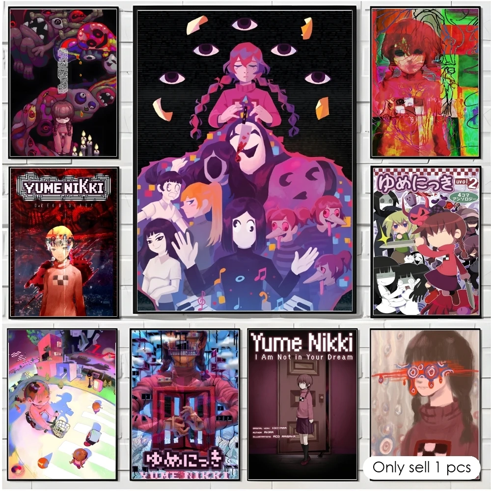 Game Y-Yume Nikki Poster Decorative Wall Art Stickers Mural Photo Print for Home Living Room Hallway Decor
