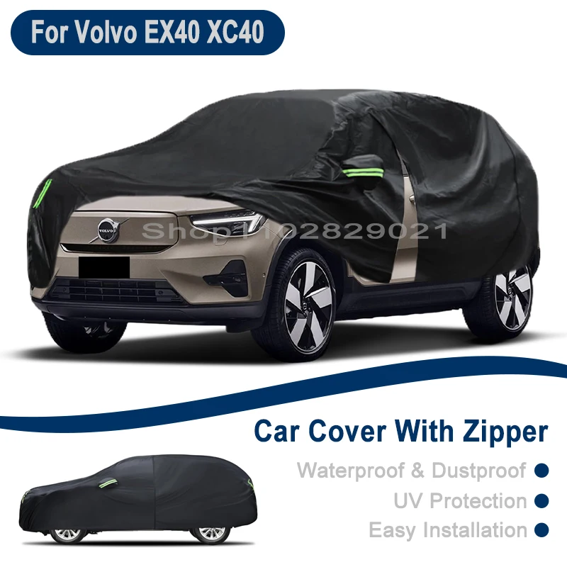 For Volvo EX40 XC40 Full Car Cover - Outdoor Universal Full Body Cover With Side Zipper, Waterproof Dustproof Sunshield