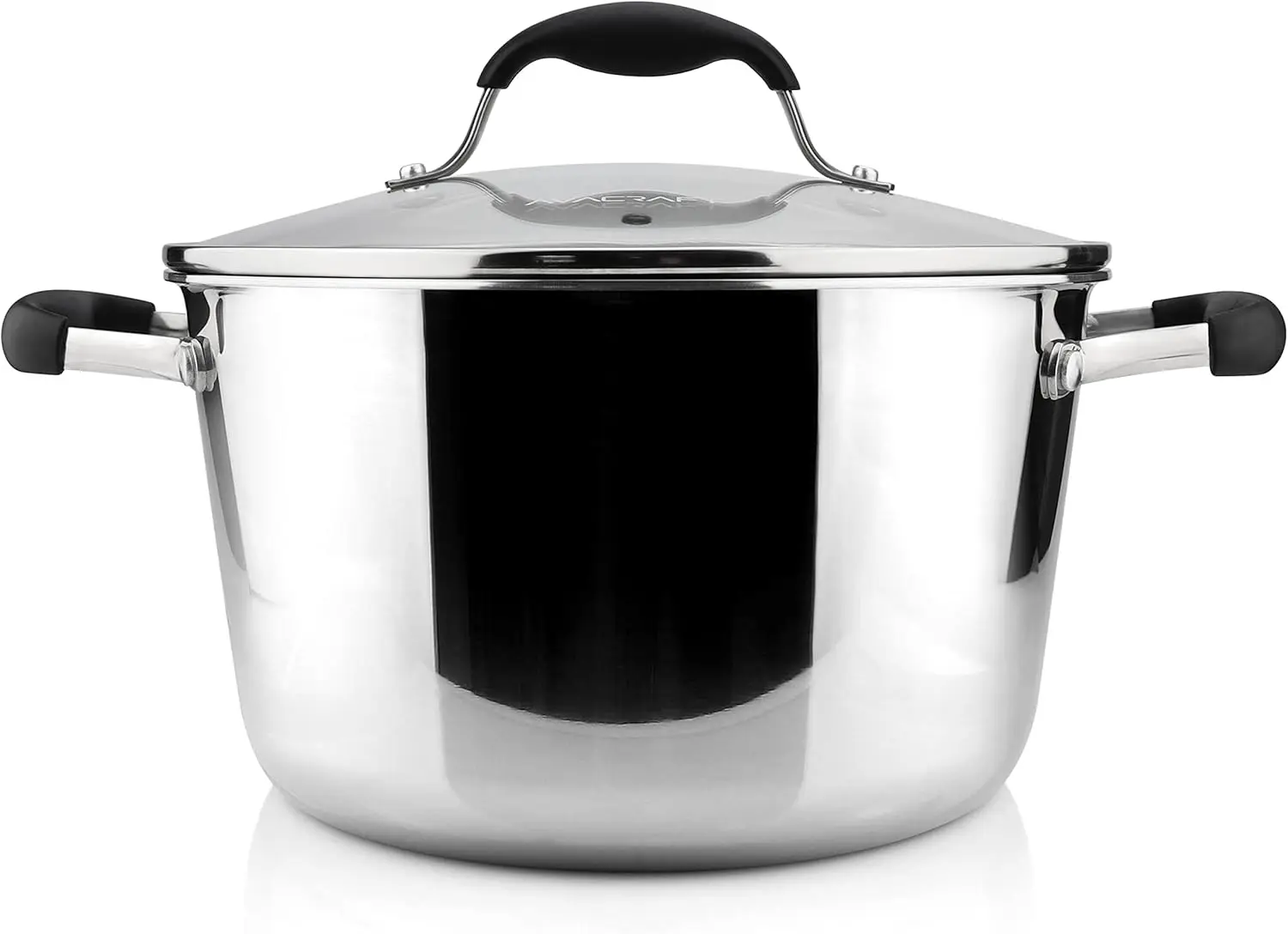 

18/10 Tri-Ply Stainless Steel Dutch Oven, Chef‘s Pan with Glass Lid, Induction Compatible, Multipurpose Stock Pot, 5 Quart