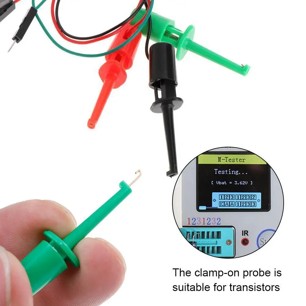 3x Hook Type test Clip Instrumentation for Electronic Testing Transistor Tester Jumper Wires Transistor Tester