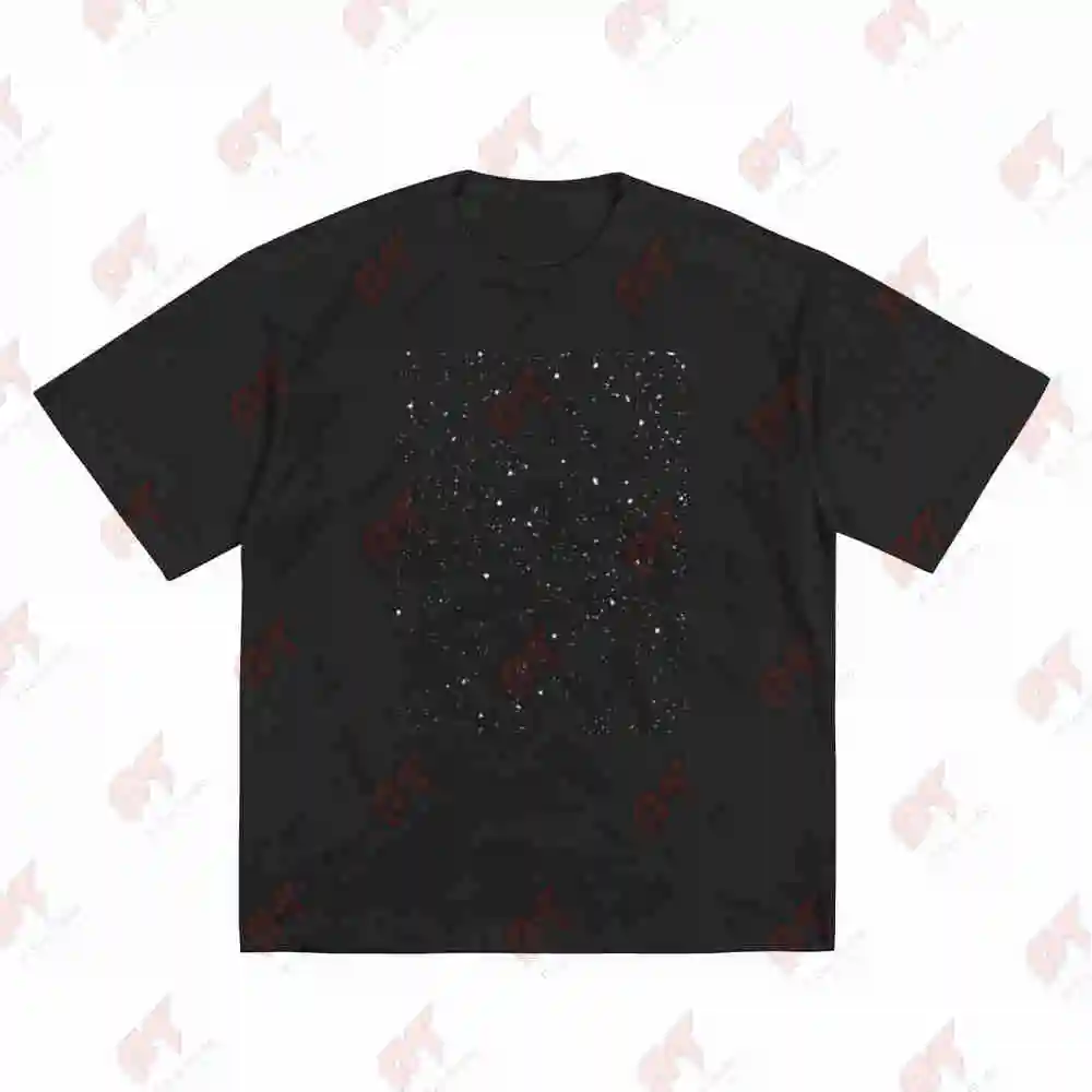 Starry Night Glitter Back Print Short Sleeve Tee 100% Cotton T-Shirt