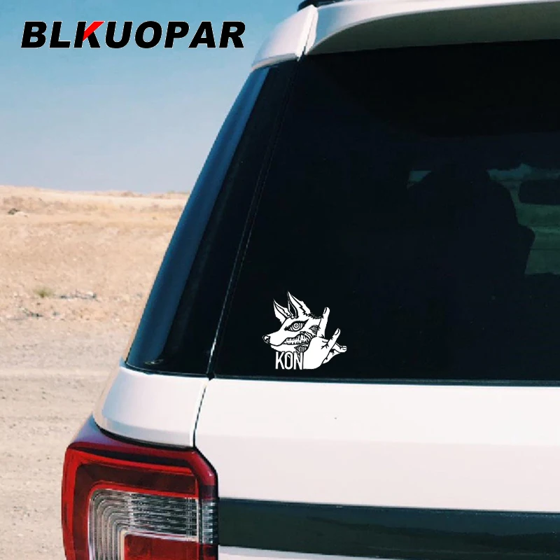 BLKUOPAR Chainsaw Anime Men Aki Kon Wolf and Hand Pose Car Sticker Accessories Decoration Die Cutting Holographic Vinyl Decals