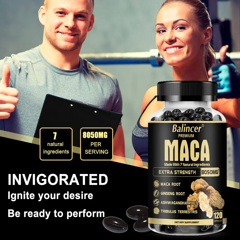 Balincer Maca Supplement - with Ginseng Ashwagandha Tribulus Terrestris 8050mg - Muscle Mass, Endurance and Vitality