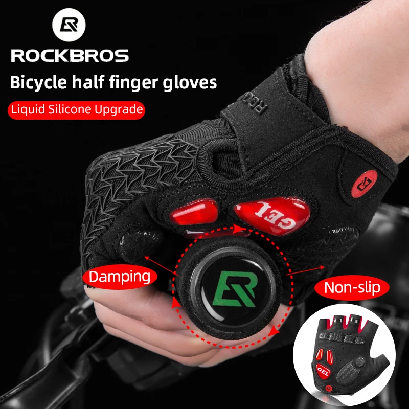 

ROCKBROS Cycling Gloves Breathable Palm Motorcycle Gloves Summer Man Fingerless Gym Gloves Woman Gel Liquid Silicone Protection