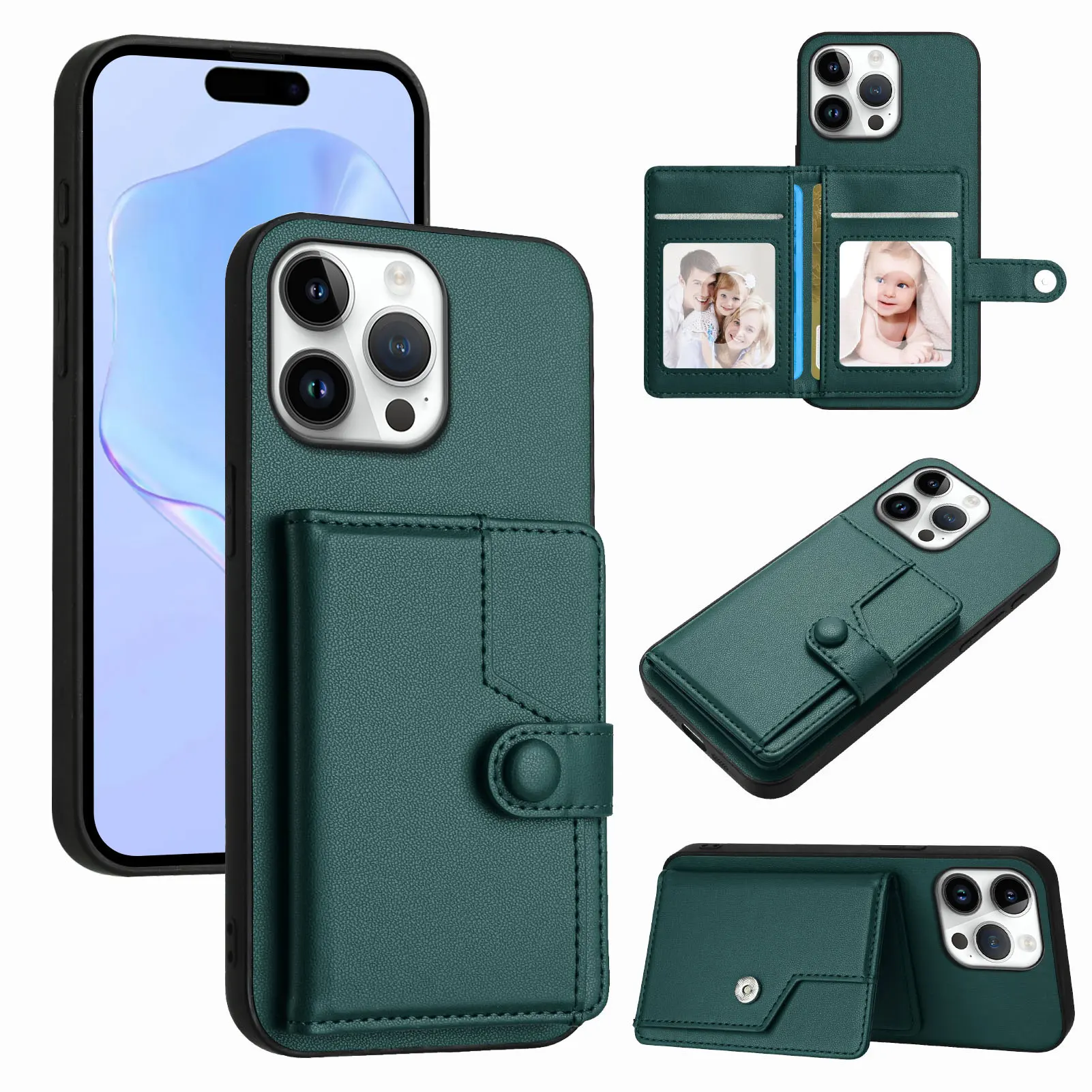 Button Card Bag Case For Honor 200 Pro 90 Lite X50i Luxury RFID Blocking 4 Cards Slot Back Cover Funda For Honor Magic 5 6 Lite