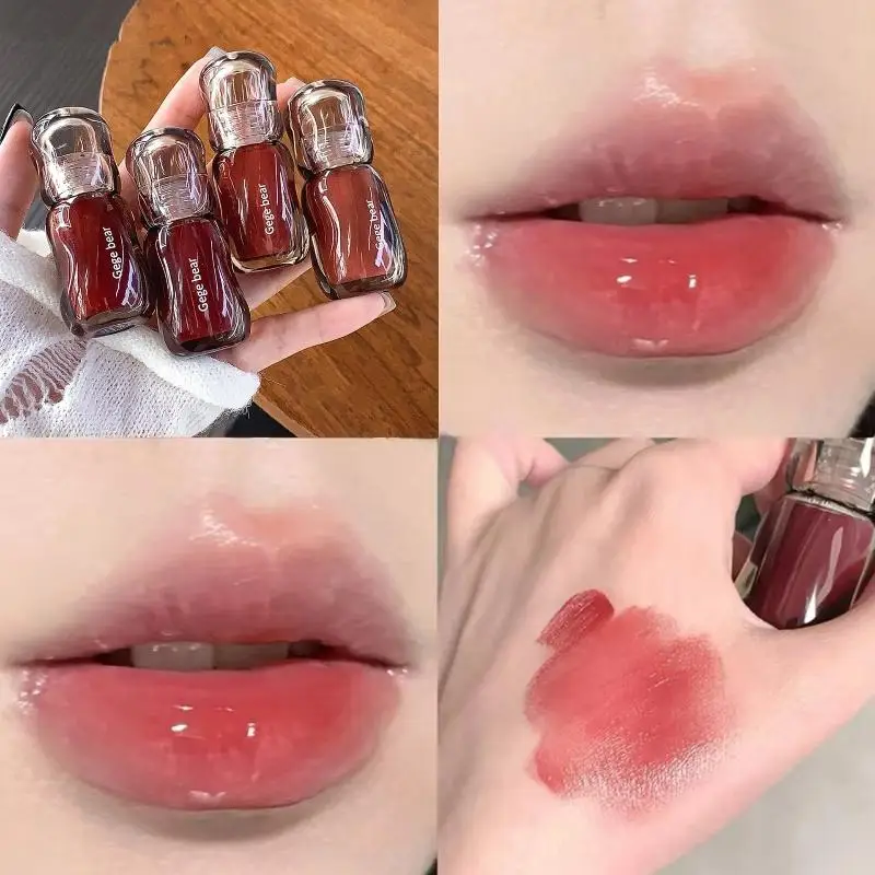 Gege bear 5ml Crystal Gloss Lip Tint Fórmula Hidratante Outono/Inverno, Acabamento Brilho Espelho, Efeito Rufumante Jovem