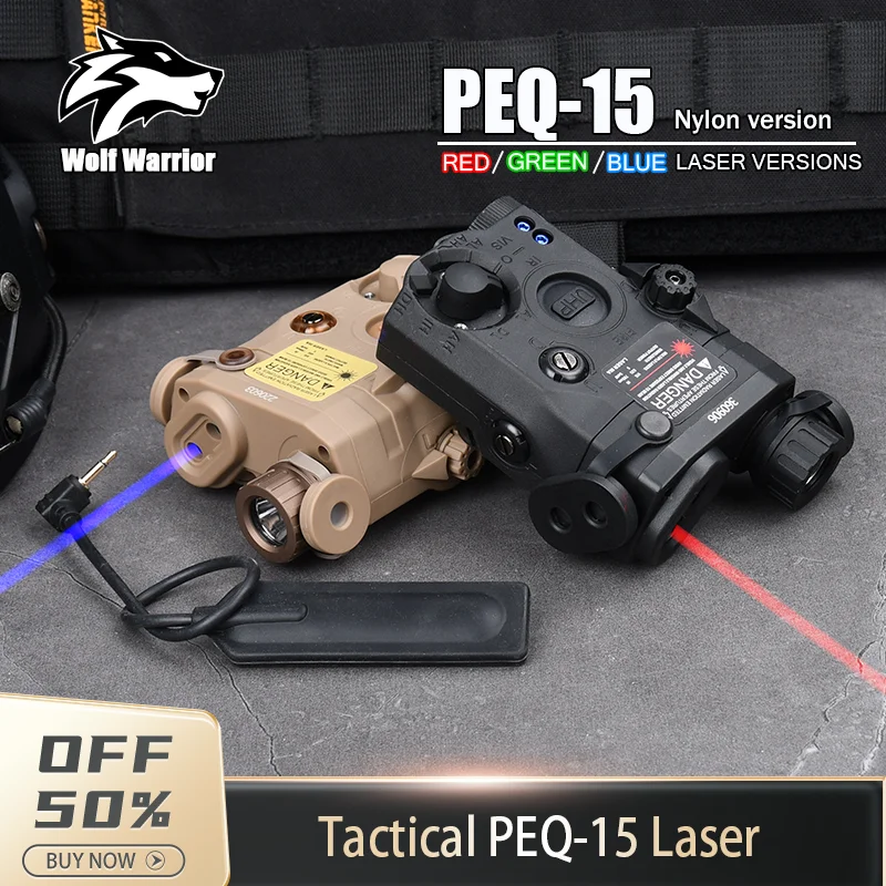 

WADSN Tactic PEQ-15 Red Green Blue Laser Indicator Weapon Hunting Scout Strobe Sight Fit 20mm Rail ﻿