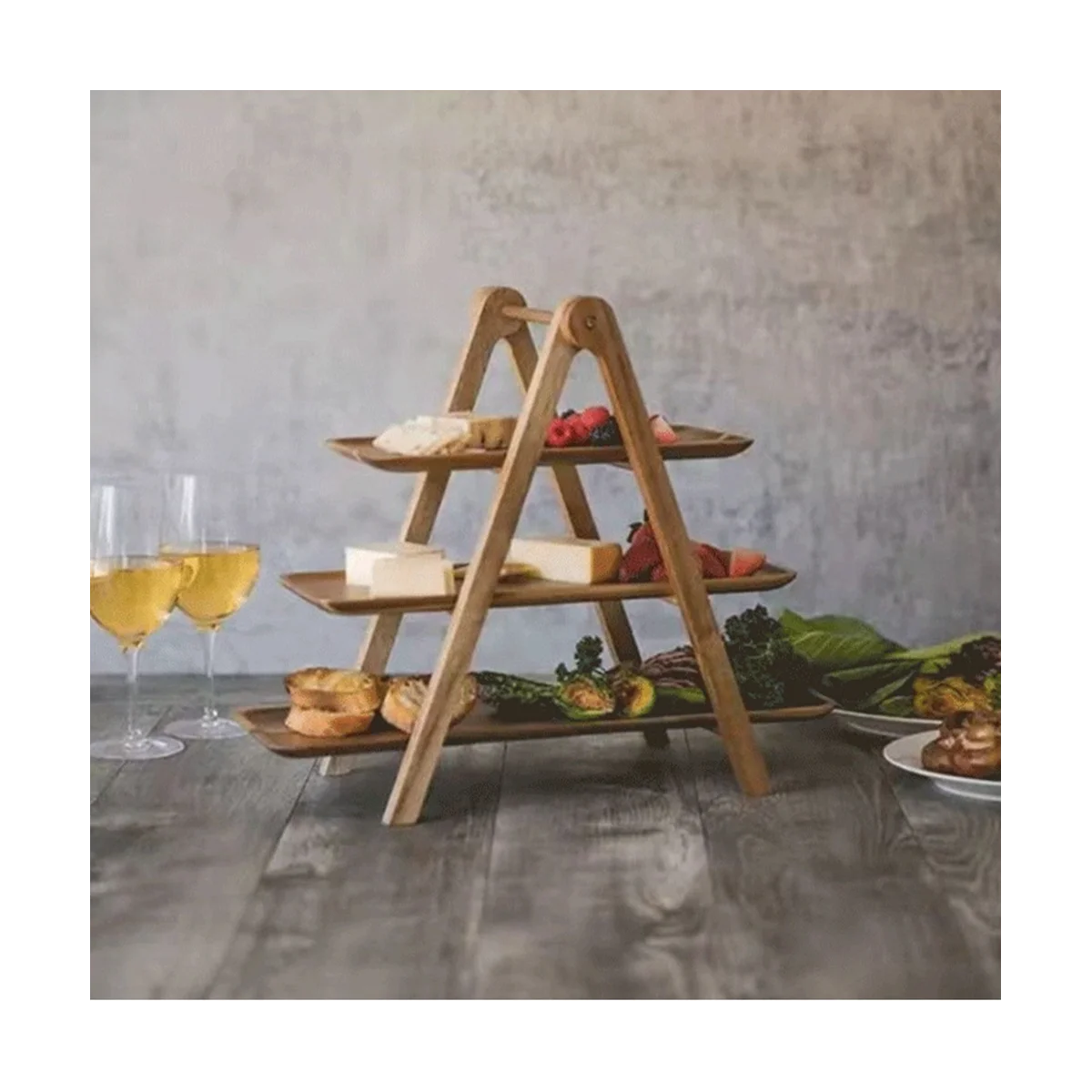 3 Tier Serving Tray Wood Tiered Tray Decor Cake Stand Farmhouse Tiered Tray Party Serving Dishes and Trays