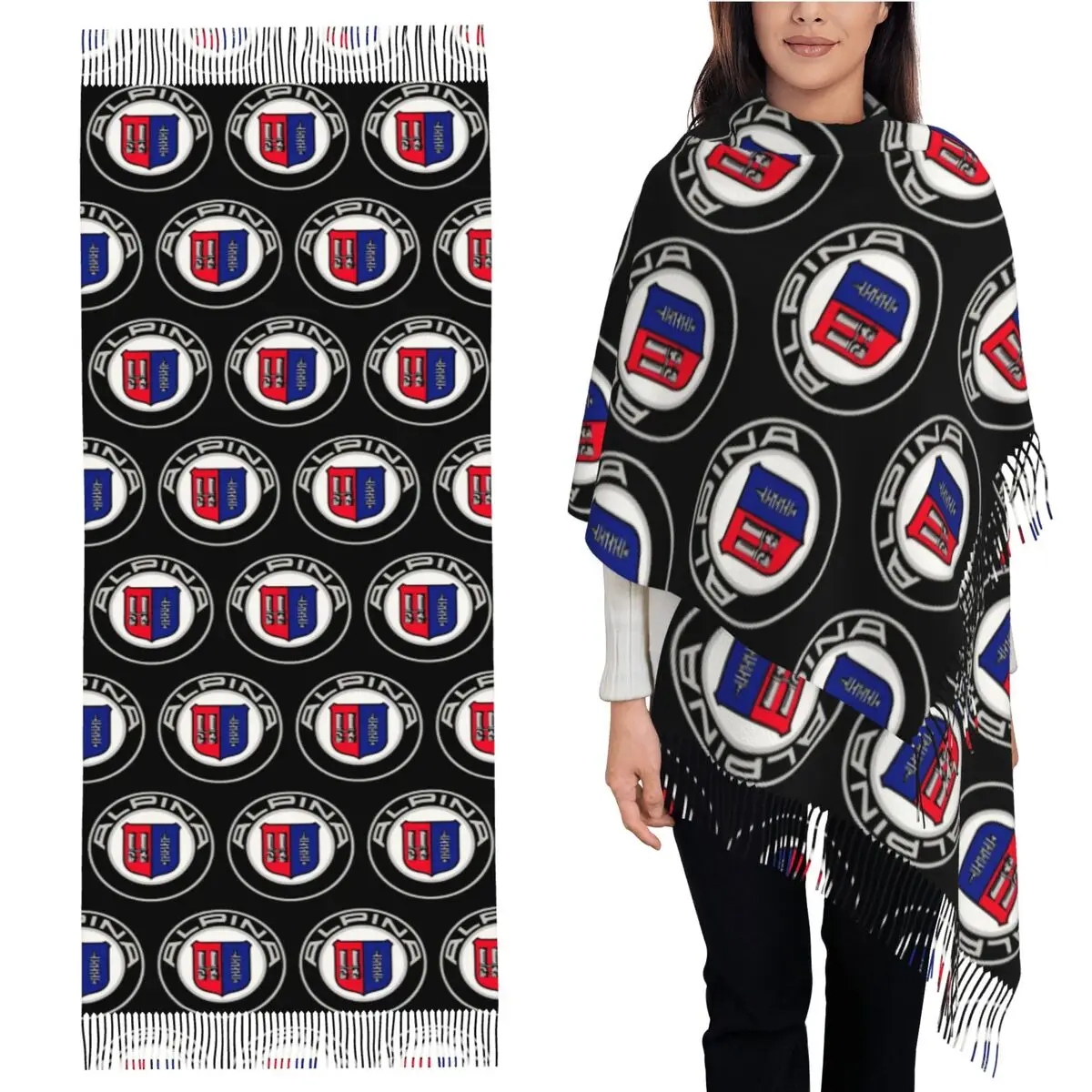 

Alpina - классический автомобильный шарф с логотипом, шарфы с кисточками для женщин, мягкие теплые шали и накидки, длинная осенне-зимняя шаль