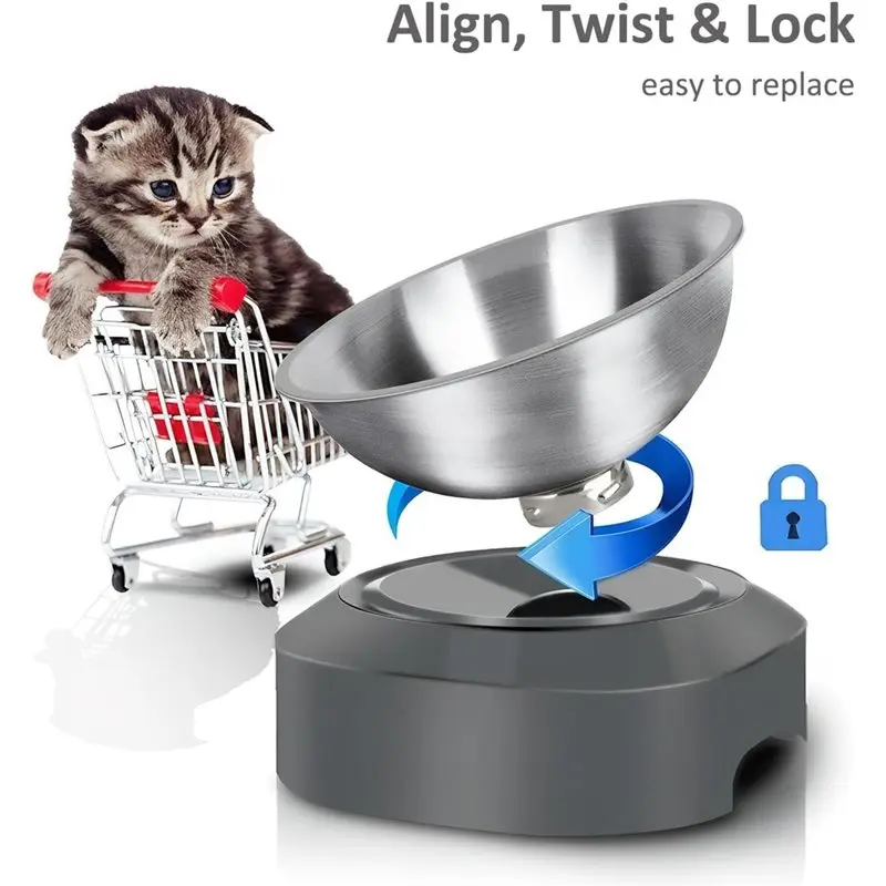 WORTHOWN-Dedicated Replacement Cat Bowl(2 Pack), Base Not Included- Perfect-Fit For Dry Wet Food& Water Feeding