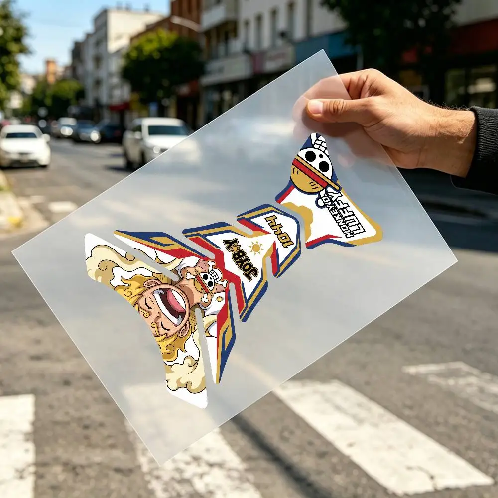 

For Anime Luffy Gear 5 Flat Fishbone Decal Waterproof Motorcycle Gas Tank Sticker Vinyl Graphics Motorbike Decor Accessories
