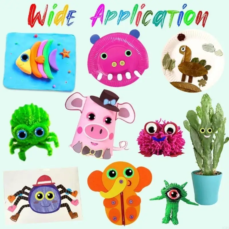 97BA 200Pcs Wiggle Googly Eyes Adhesive Plastic Round Eyes Wobbly Eyes