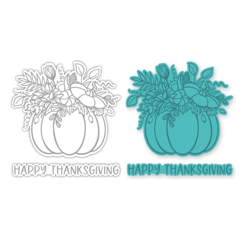 

New 2022 Pumpkin Bouquet Autumn Metal Cutting Dies Scrapbooking For Paper Making Embossing Frame Card Clear Stamps Set