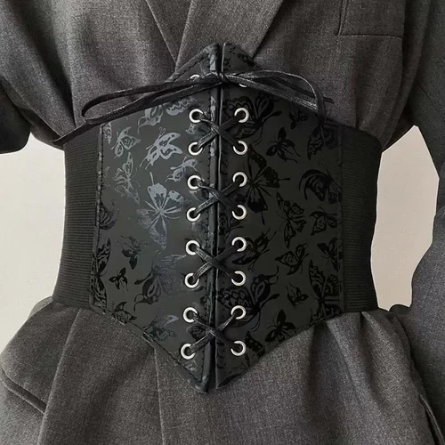 Imagen 2 del producto Corsé moldeador de cuerpo para mujer, cinturón ancho de cuero Sexy, fajas, cinturones para mujer, corsés y Bustiers adelgazantes de cintura alta