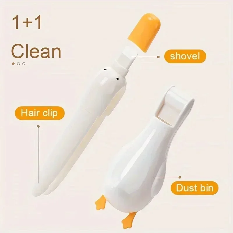 2-in-1 Cute Duck Garbage Clip Multiple Functions Household Cleaning Tools For Bathroom Hair Cleaning Stain Removal Drainage Hole