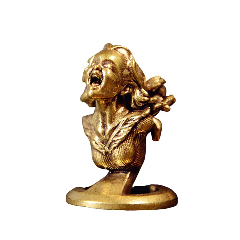 Screams Goddess Figurines Vintage Brass Head Goddess Ornament Lady Bust Statue Desktop Home Decor Craft