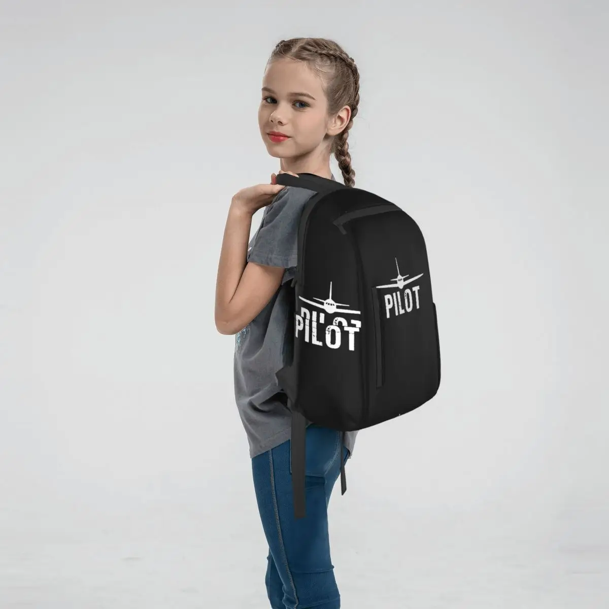 Boeing 777X Captain Stripes Aviation Aviator Flight Pilot Backpack Daypack Boys Girls BookBag School Bag Shoulder Bags Men Women