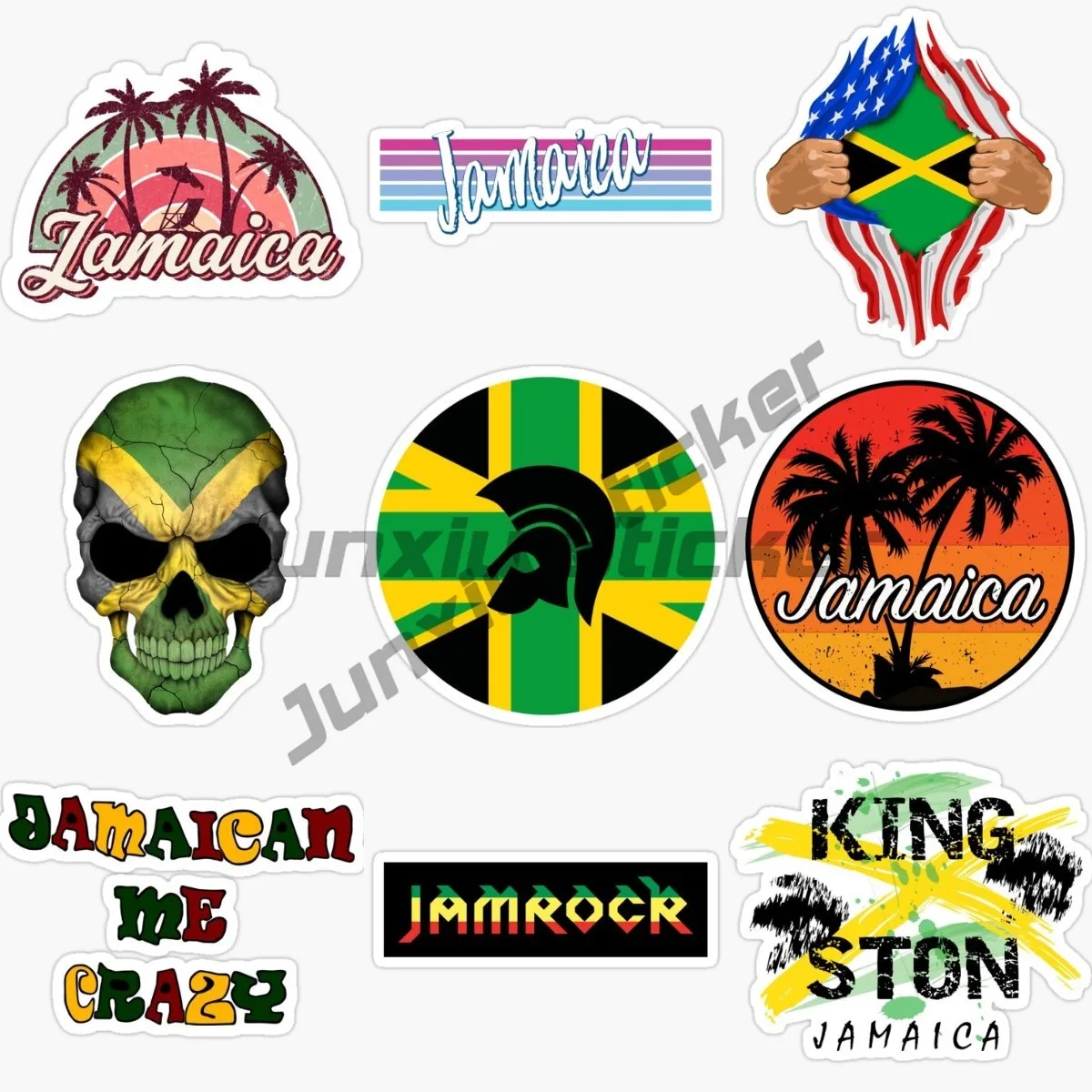 Creativity Jamaican National Flag Car Sticker Decal Decor Auto Motocross Racing Car Laptop Helmet Trunk Vinyl Waterproof Decal