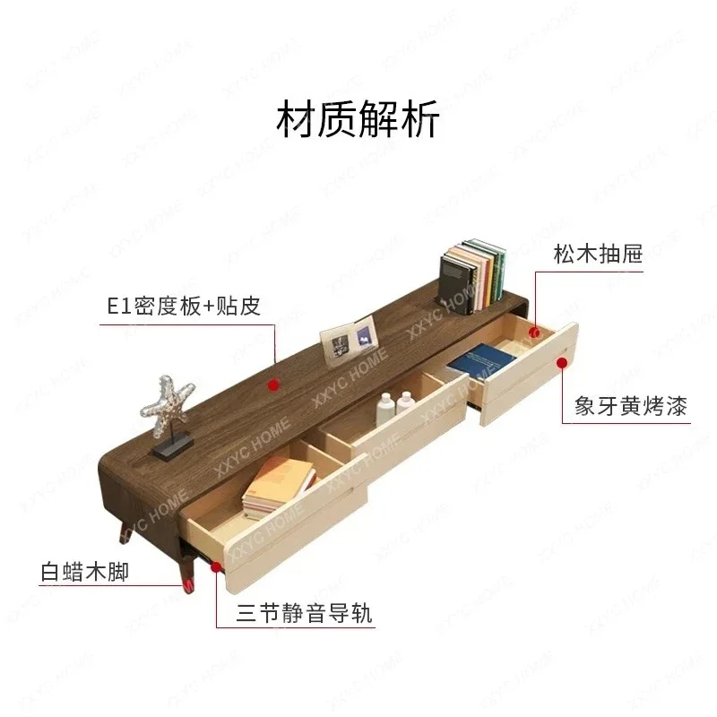 Nordic solid wood TV cabinet light luxury modern simple walnut coffee table TV cabinet