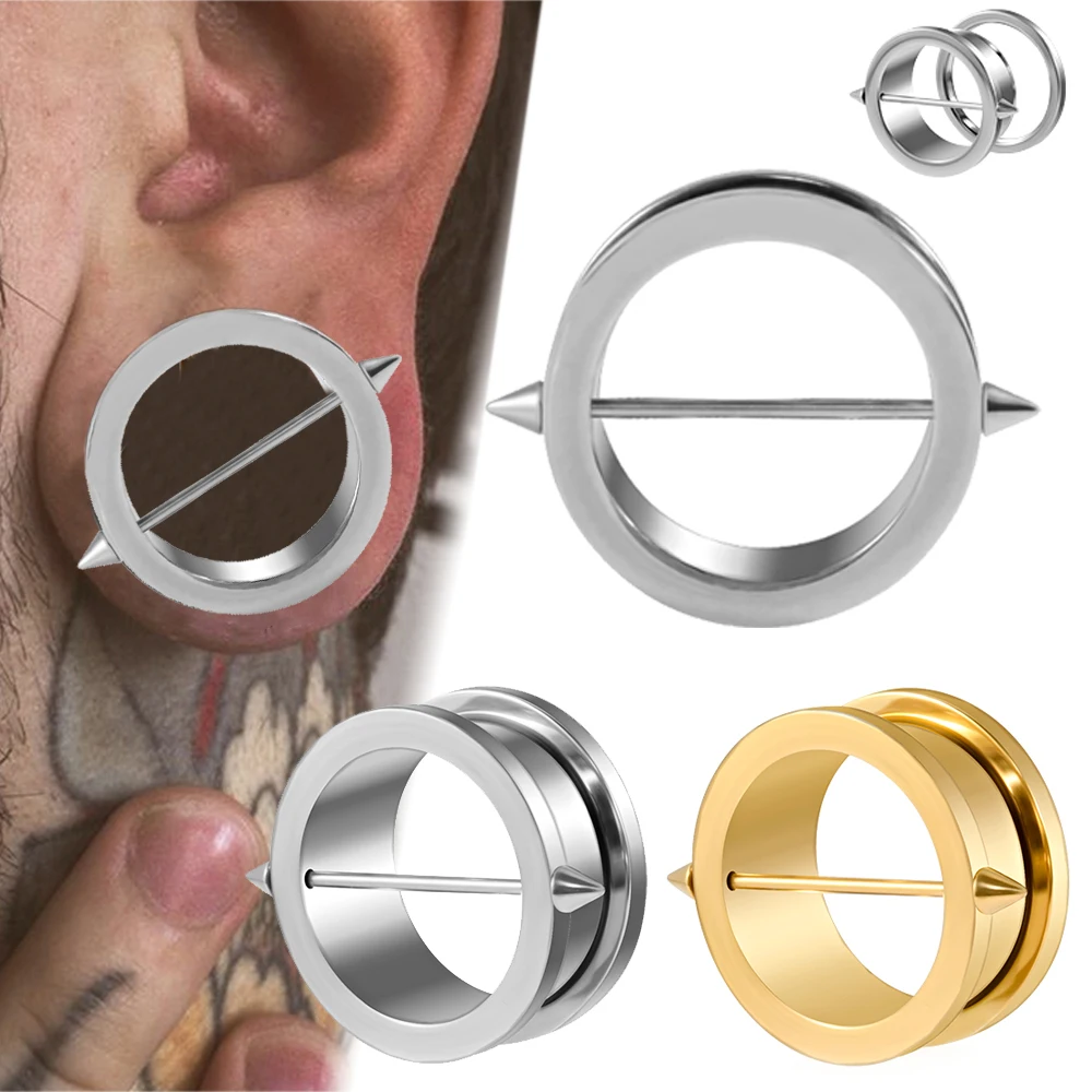 1/2 Piezas de Expansor de Oreja Hueco con Doble Cono Largo y Tapón, Expansor de Oreja de Acero Quirúrgico, Joyería para Fortalecer el Expansor de Oreja