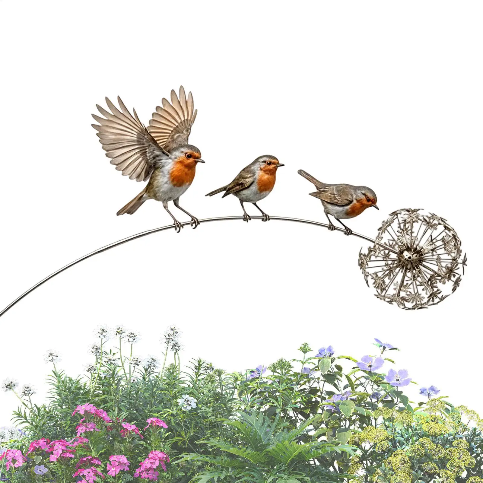 Metal Robin with Stake Memorial Metal Art Sculpture Commemorative Yard Stake for Outdoor Garden Lawn Backyard Patio Porch