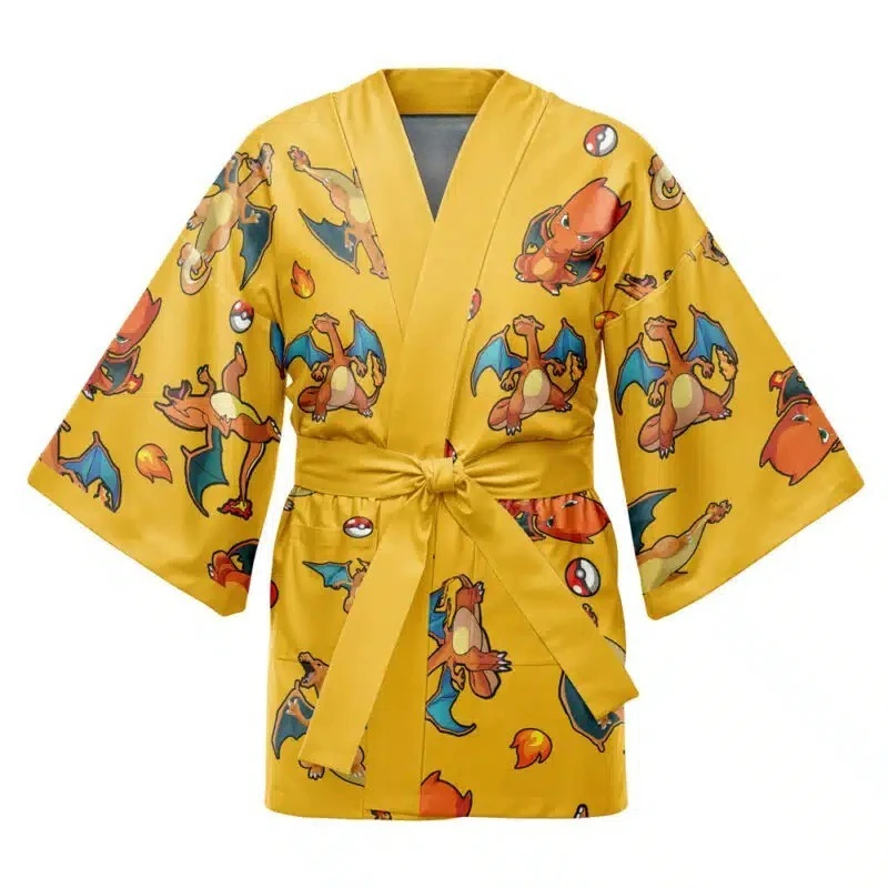 kimono-com-estampa-de-dragao-de-fogo-pequeno-e-bulbasaur-seed-grass-estilo-capa-tema-pokemon