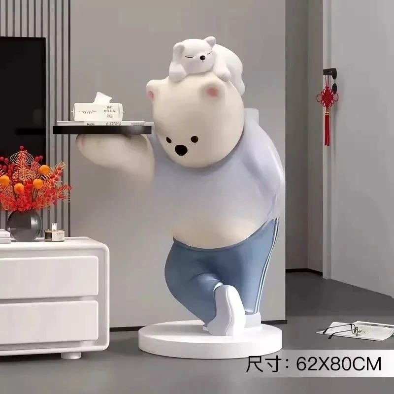 A  Large Floor-to-ceiling Ornaments, Decorative Ornaments, Light Luxury, Cool Bear Trays, Housewarming Soft