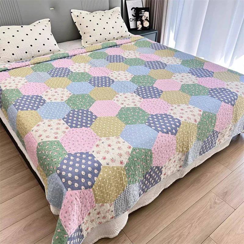 Twill Cotton Quilt Blanket Throw Quilted Bedspread for All Seasons Lightweight Summer Coverlet Padding Sofa Bed Cover Home Decor