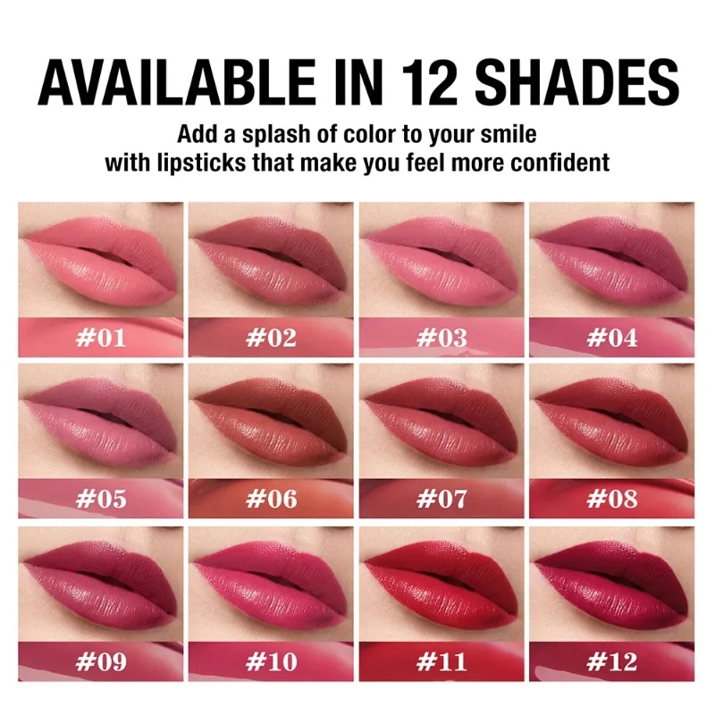 12 Colors Matte Lip Gloss Waterproof Long-lasting Velvet Non-drying Moisturizing Lip Glaze Nude Red Pink Liquid Lipstick Makeup