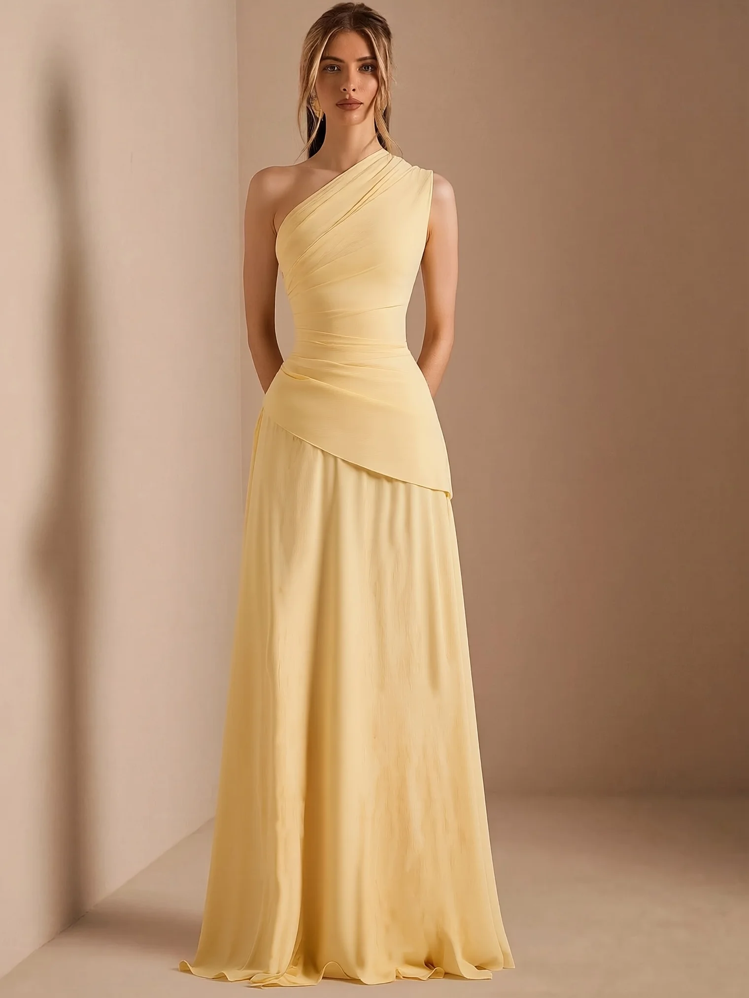 Vestido Largo Elegante con Tirantes Finos y Espalda Asimétrica, para Fiesta, Noche, Club, Cóctel, Invitada de Boda