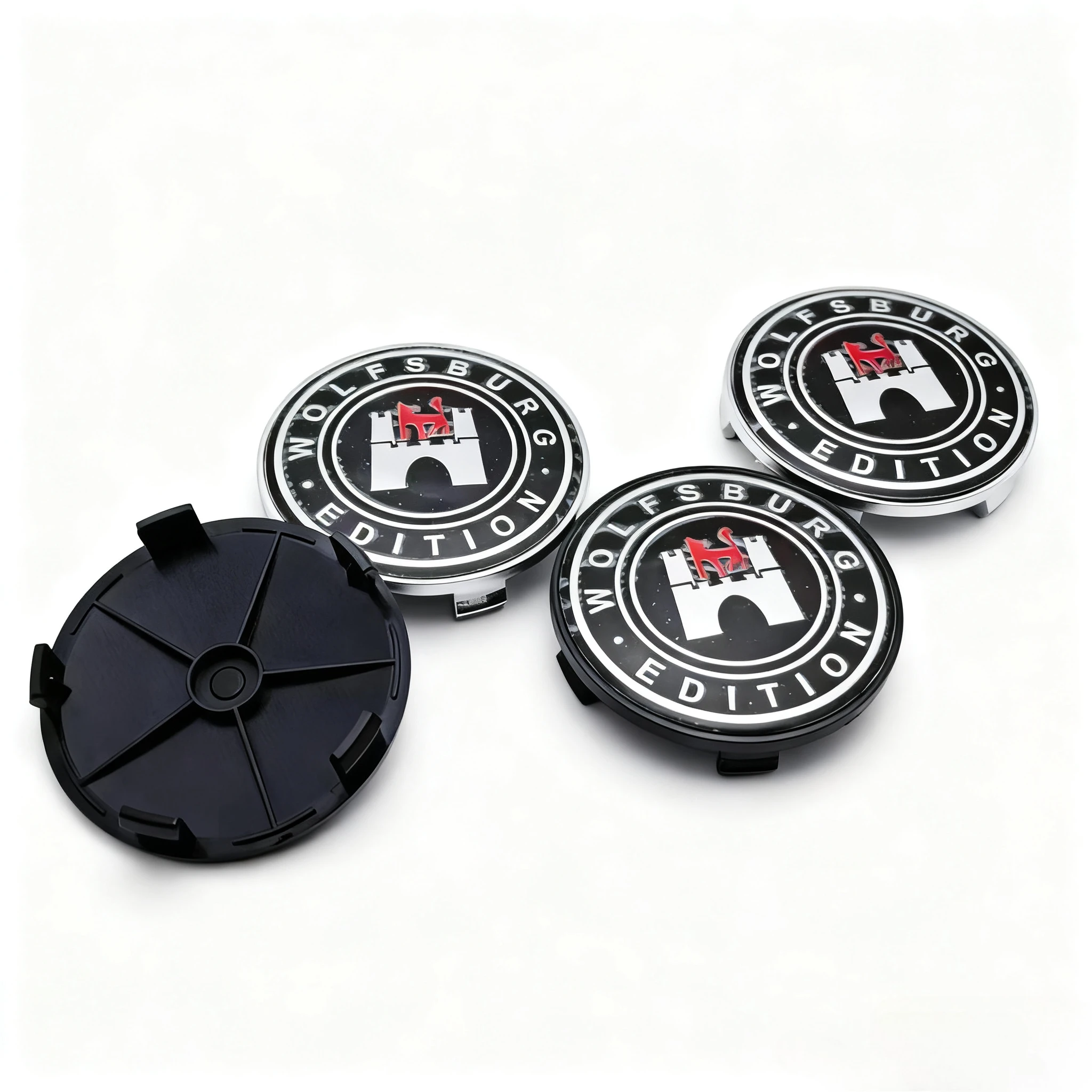 4 قطعة شعار وولفسبورغ شعار سيارة عجلة مركز قبعات 68 مللي متر 63 مللي متر عجلات غطاء محور الذئب شارة حافة Hubcaps غطاء استبدال اكسسوارات السيارات #1