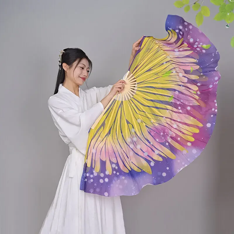 1Pair Butterfly fan Hand Fan for Dancing Play Costume Props Folded Fan Bamboo Bone Performance Dance Fans Party Stage Props