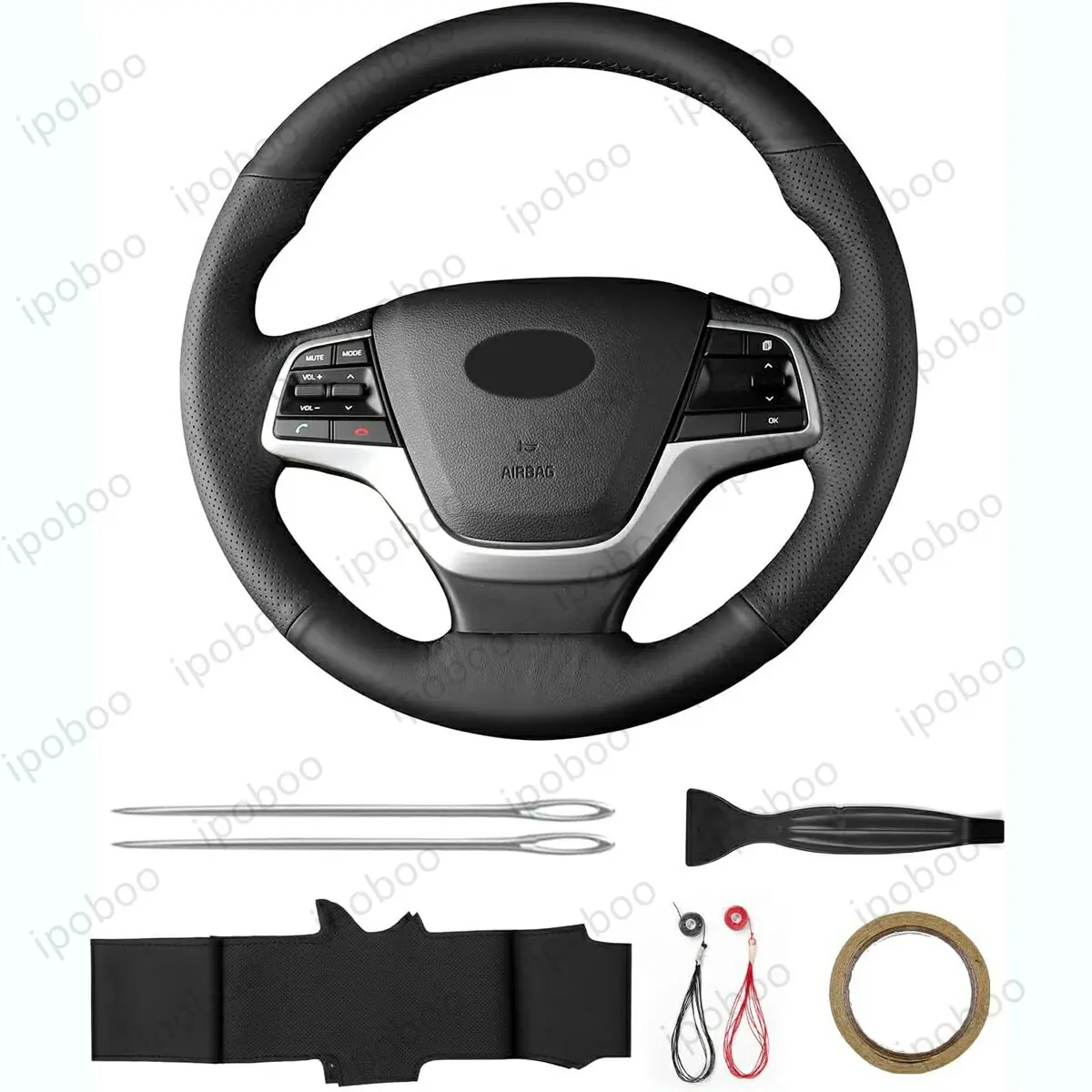 

Hand Sewn Steering Wheel Cover For Hyundai Accent 2018 Elantra 2017