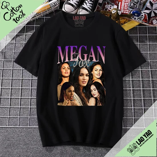 Movie Actress Men Clothing 100%cotton Megan Fox T-shirts for Women Streetwear Goth Clothes Harajuku Short Sleeved T-shirt Tops