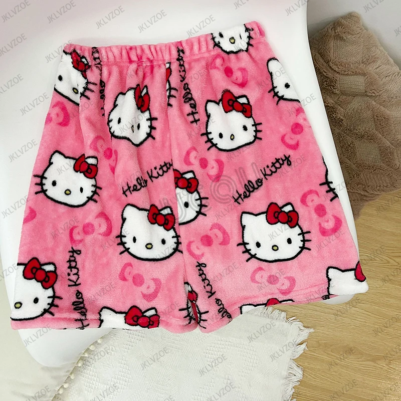 MINISO 2025 صيف جديد الكرتون لطيف مرحبا كيتي المطبوعة المرأة والرجال السراويل عادية المنزل بيجامة سراويل قصيرة عطلة السراويل #3