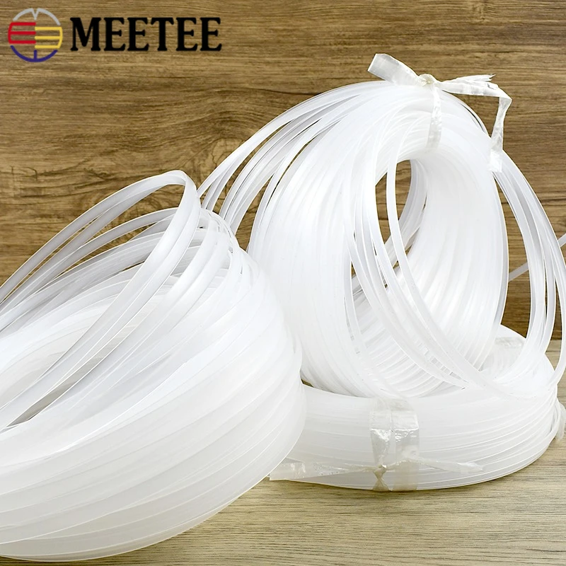 

10M Meetee 4-12mm Clear Plastic Webbing Corset Ribbon Fish Boning Wedding Dress Bra Side Tape Support Strap DIY Sewing Accessory