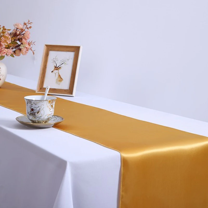 Glossy Satin Table Runner Solid Color Luxury Banquet Table Decor Wedding Party Event Table Runner Dinner Tablecloth Home Hotel