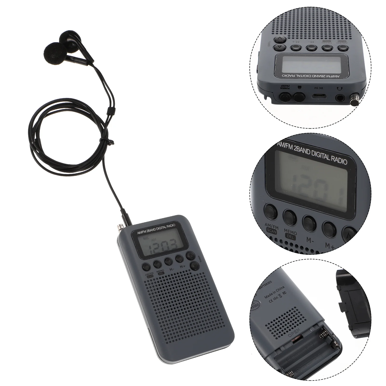 

Portable Lcd Am Fm Radio Rechargeable 3.5Mm Jack External Speaker Antenna For Hiking Travel Plastic 2