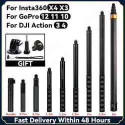 For Insta 360 X5 X4 X3 Selfie Stick for DJI Osmo Action 6 5 4 Go Pro 13 12 11 10 9 Sports Camera Aluminum Selfie Stick Accessory