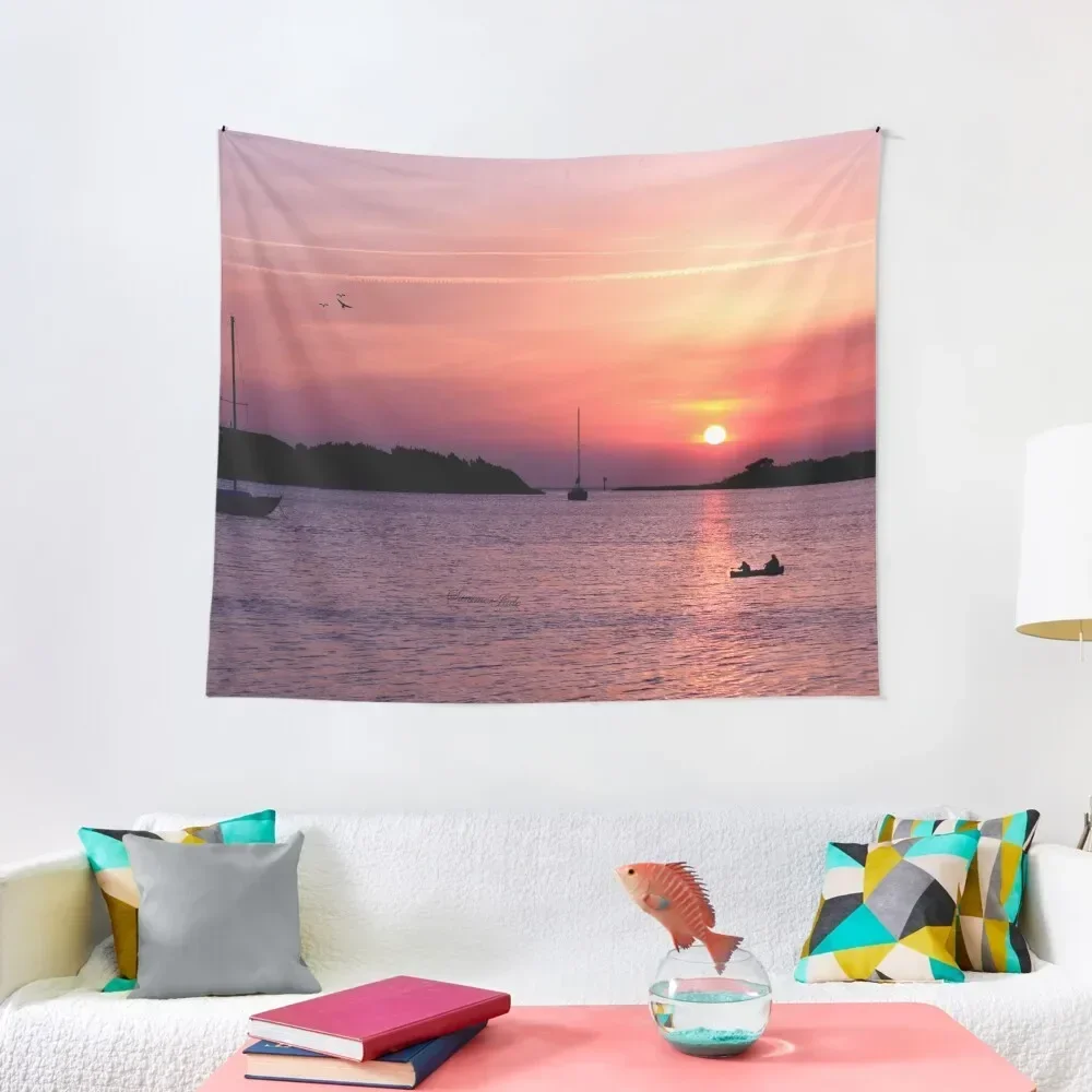 

Ocracoke Island Harbor at Sunset Tapestry Carpet Wall Decor For Room Room Decoration Aesthetic Tapestry