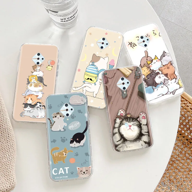 Transparent Case for Motorola Moto E20 E30 E40 G50 G60 G60S G200 G31 G41 G51 G71 Cover ETS-24 Lovely Kawaii Cat