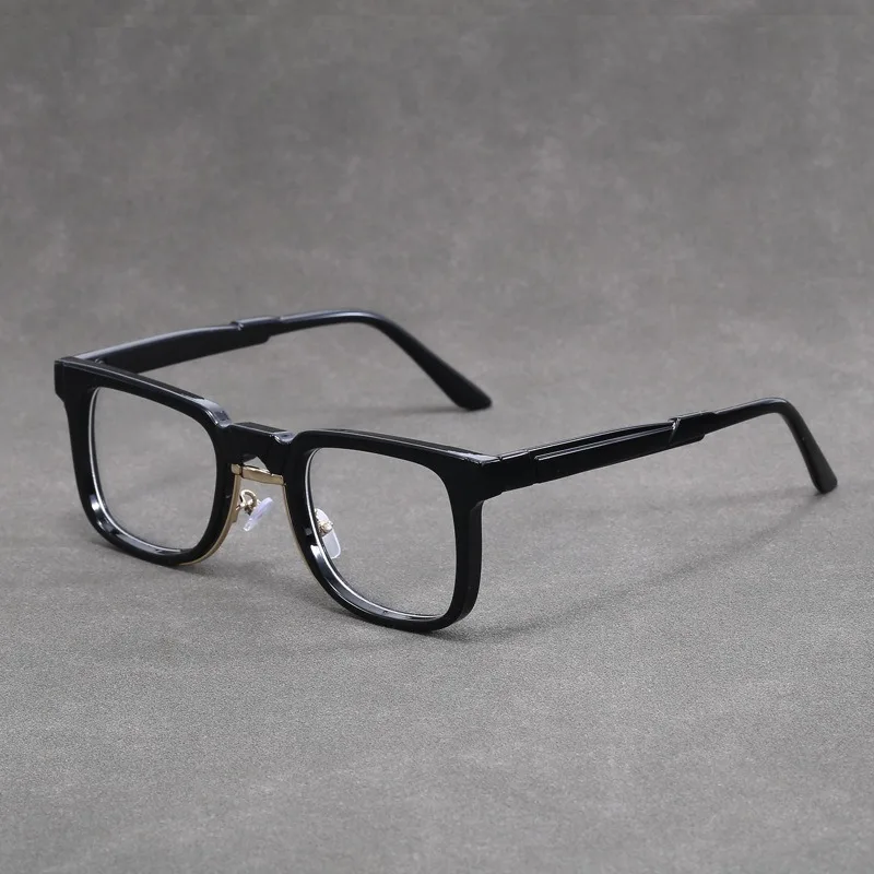 Retro Square Glasses Personality Male and Female Brand Designer Design Myopia Anti-blue Color Discoloration Flat Light