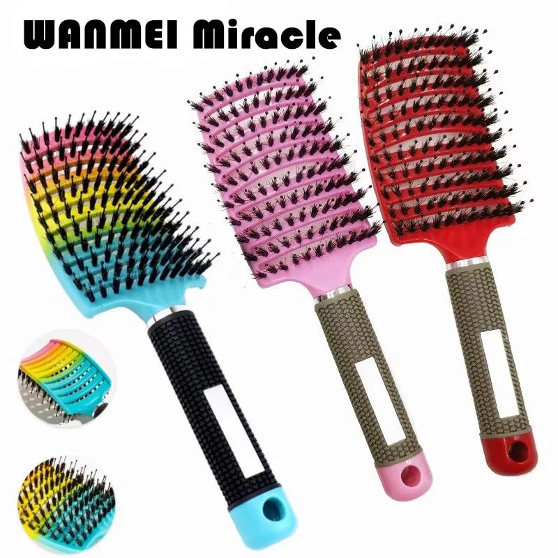 

Detangling Hairbrush Scalp Massage Comb Nylon Bristle Curly Hair Brush Salon Styling Tool for Women