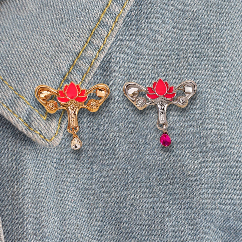 Uterine Lotus Enamel Pin Customized Women's Metal Brooch Medical Lapel Badges Medicine Jewelry Gift for Medical Students Friends