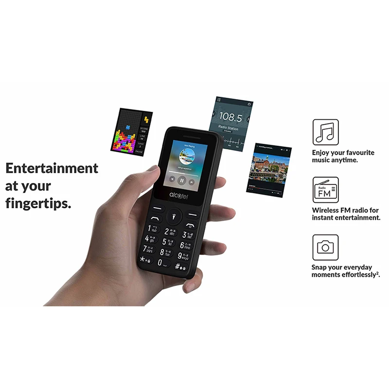 Mobile Phone 1.8" Screen Dual SIM GSM 2G Cheap Backup Feature Phone TCL Alcatel 1023  1030mAh  Wireless Flashlight FM Radio